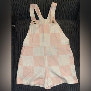 Hutch from Anthropologie Pink Checkered overall shorts